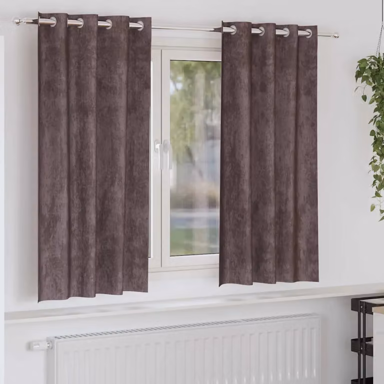 Set di 2 tende in velluto vidaXL marroni con isolamento termico e oscuramento, L: 140 cm, H: 175 cm