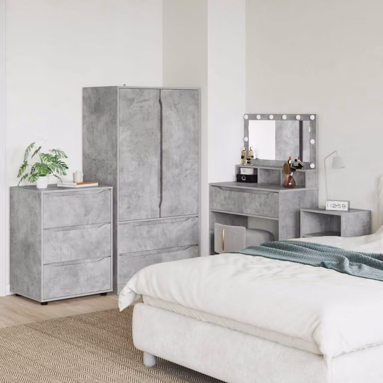 Armadio moderno vidaXL in legno ingegnerizzato grigio cemento L: 60 cm, P: 48 cm, H: 81 cm