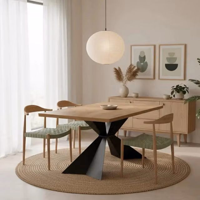 Tavolo da pranzo allungabile Taurus Duzzle in legno di rovere naturale e metallo, L/P/H: 160-240 x 90 x 76 cm – 1