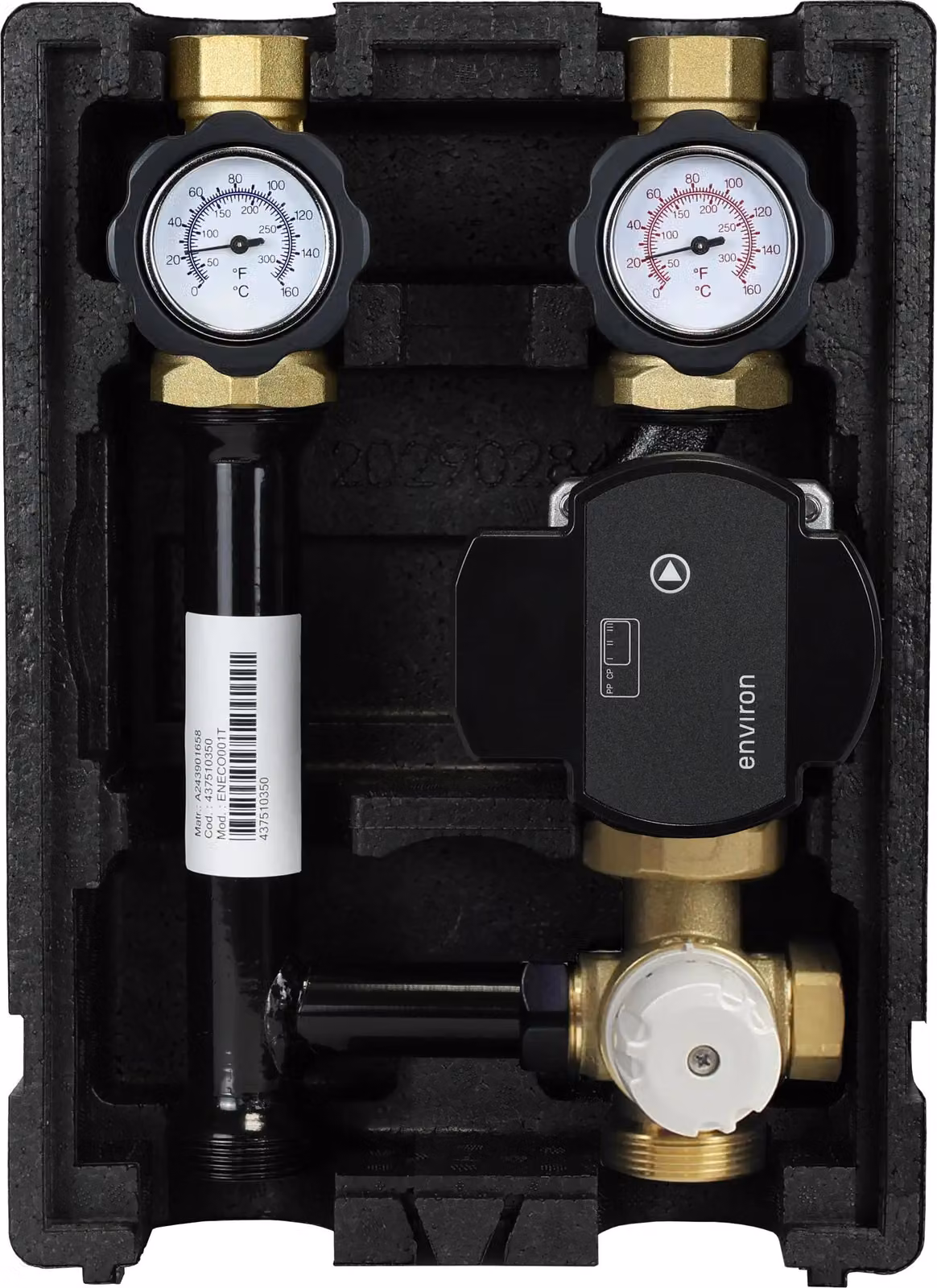 Gruppo pompa EcoMix EN004 con termostato fisso da 25 a 55 °C, modello EcoStar II 25/6