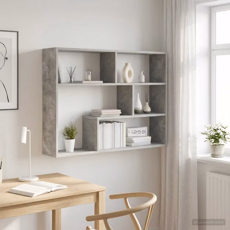 Scaffale da parete moderno vidaXL Grigio Cemento L: 95 cm, P: 20 cm, H: 69,5 cm