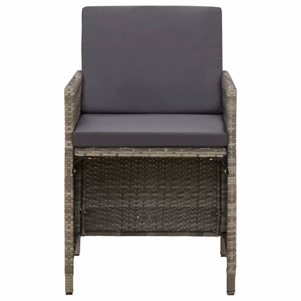 Set di 4 sedie da giardino moderne vidaXL in polyrattan grigio con cuscini in tessuto resistente ai raggi UV – 2