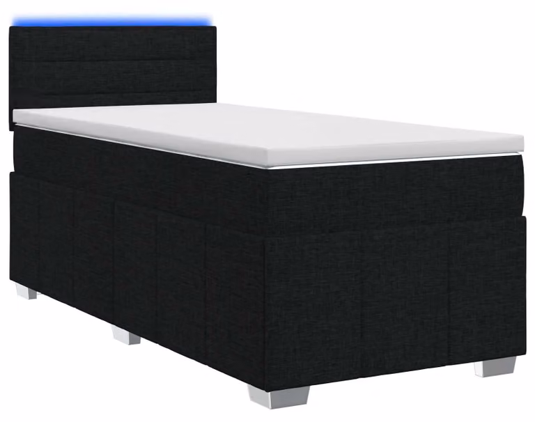 Letto a molle con materasso nero 90 x 200 cm in tessuto