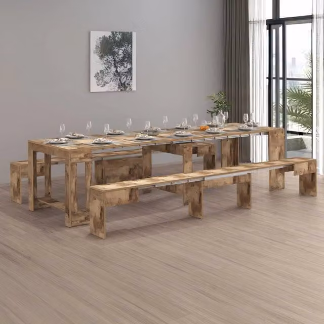 Set di 2 panche allungabili Quedan DMORA in legno di acero color marrone, L: 290 cm, H: 45 cm, P: 25 cm