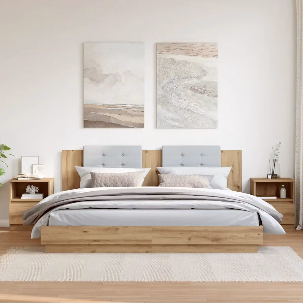 Set di 2 comodini sospesi vidaXL in legno e metallo marrone per camera da letto L/P/H: 40 x 40 x 50 cm