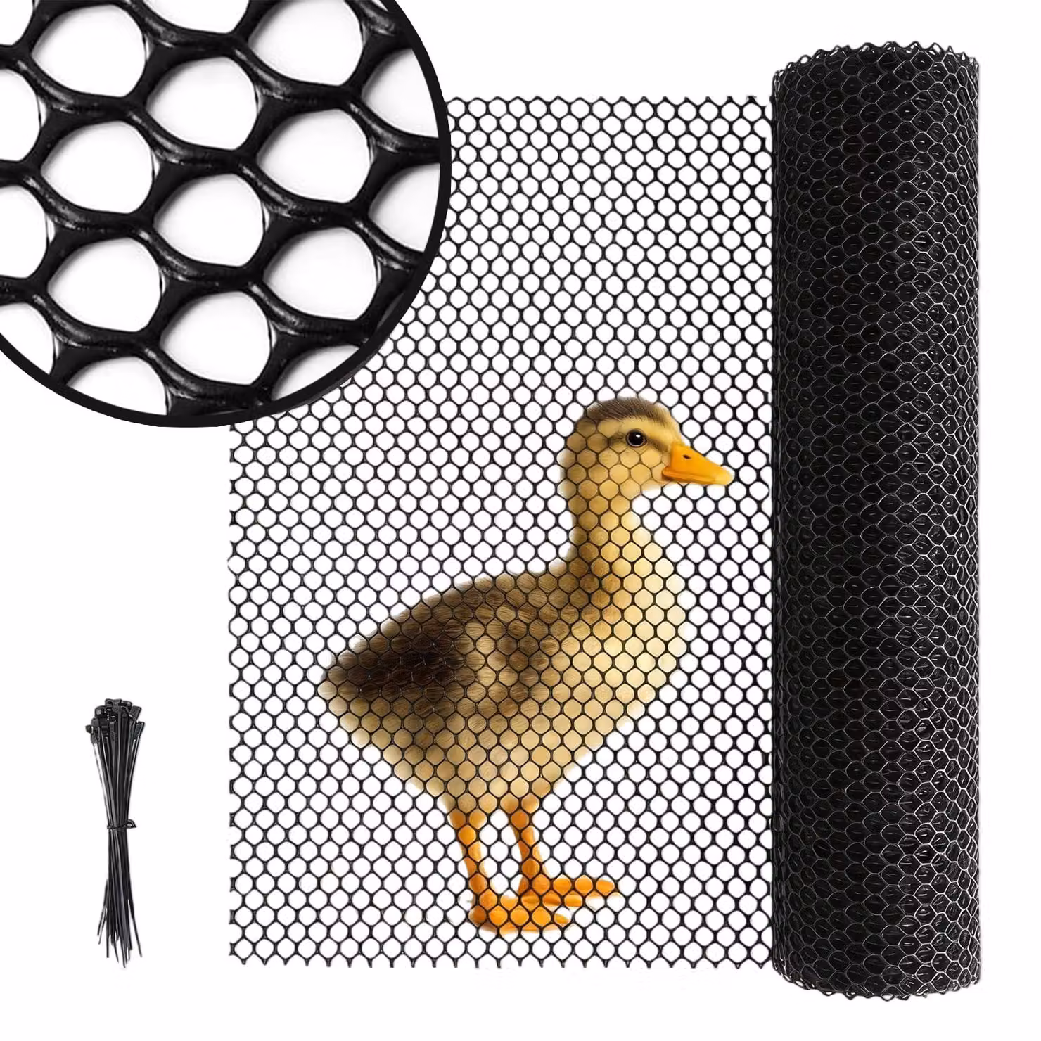 Recinzione per giardino, 6 metri x 40 cm, nera, in plastica, con 30 fascette, ideale per delimitare e proteggere