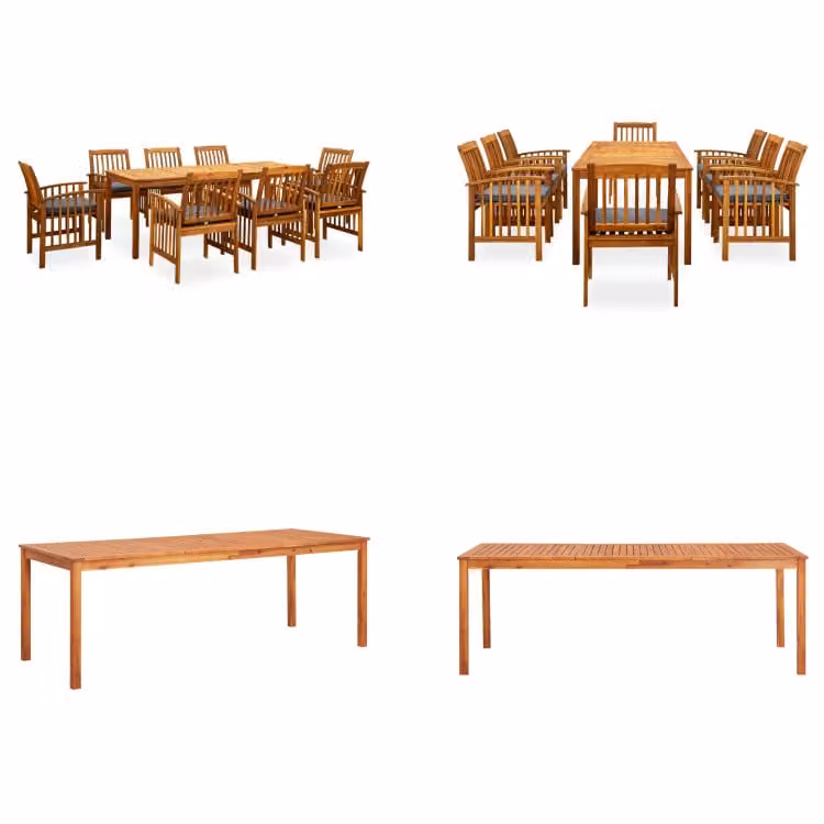 vidaXL Set da pranzo da giardino 9 pezzi con cuscini in legno massiccio di acacia - Set da pranzo da giardino - Set da pranzo da giardino - Set da giardino - Set da giardino