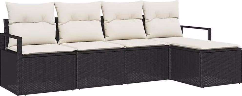 Set di divani 5 pcs Nero polyrattan