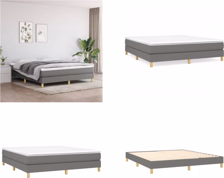 vidaXL Letto boxspring grigio scuro 160x200 cm in tessuto - Letto boxspring - Boxspringbetten - Bett - Schlafzimmermöbel