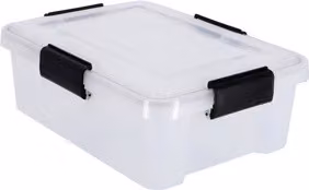 Iris Ohyama, Scatola, Organizzatore di Aufbewahrungs aus Kunststoff, 10 L, con graffette, Clip-Griffe, Mehrzweck, luftdicht, Schlafzimmer, Wohnzimmer, Büro, Schuppen, Garage- Scatola a tenuta d'aria AT-S - Trasparente