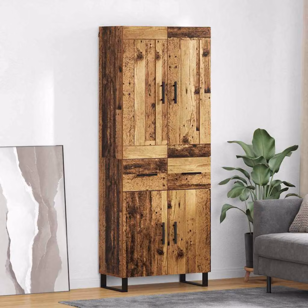 Set di 2 credenze vidaXL in legno vecchio marrone per soggiorno e sala da pranzo, L/P/H: 69,5 x 34 x 180 cm
