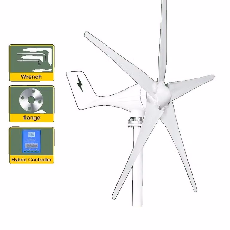 Generatore eolico, Potenza, Design ad asse orizzontale, Con controllo ibrido, 2000W, 12V