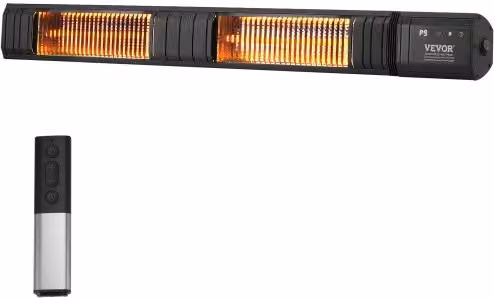 VEVOR Riscaldatore a Infrarossi 3000 W Riscaldatore Elettrico a Infrarossi per Ambienti con Telecomando, Protezione IP65 con 9 Velocità e Temporizzatore, per Portico, Cortile, Montaggio a Parete