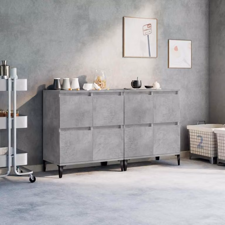 Set di 2 credenze vidaXL in legno multistrato, colore grigio cemento, L: 60 cm, P: 35 cm, H: 70 cm