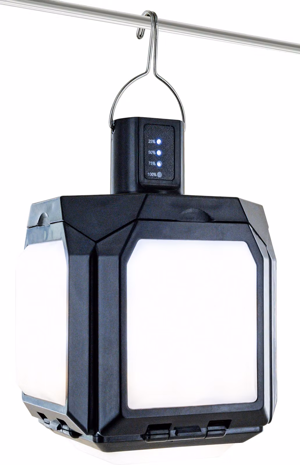 Lampada a sospensione solare pieghevole con gancio bianco/nero, colore:nero