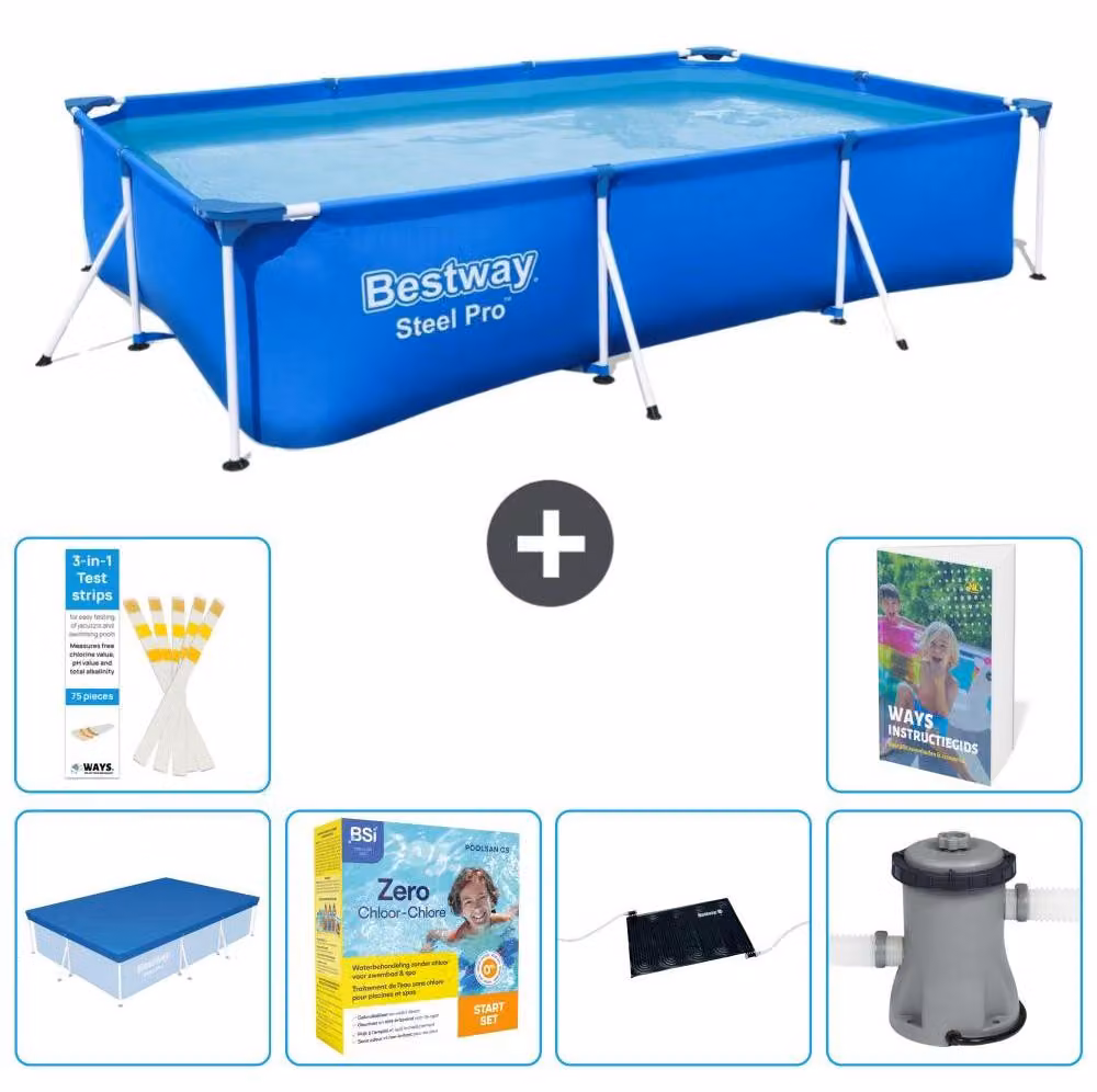 Bestway Steel Pro, piscina rettangolare - 300x201x66 cm - 5 pezzi, modello S60