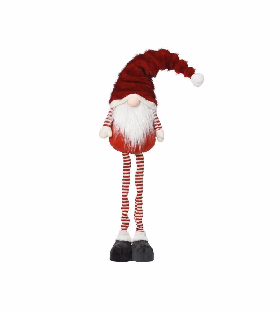 Gnomo Decorativo Natalizio Rosso in Tessuto 120 cm - Stile Nordico