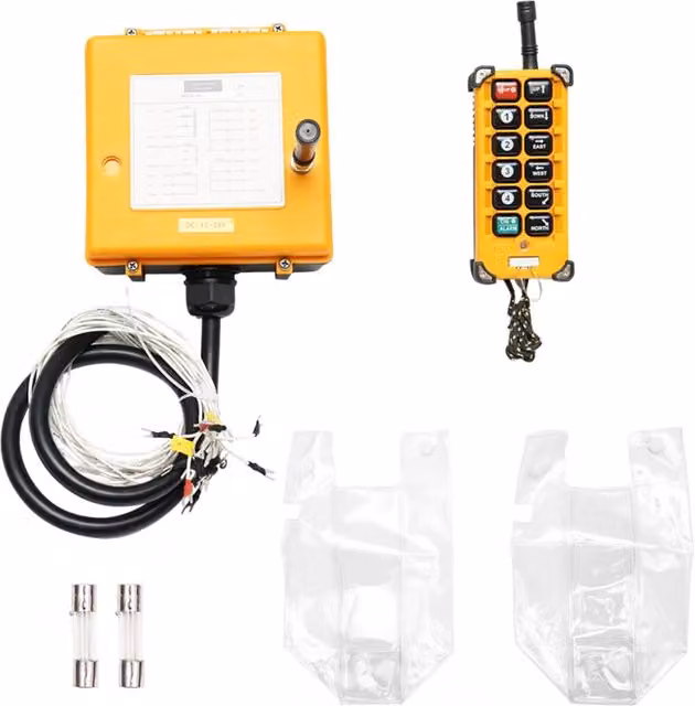 Telecomando wireless industriale Breckner Germany con 8 comandi DC 12V/24V e protezione dall'acqua, colore giallo