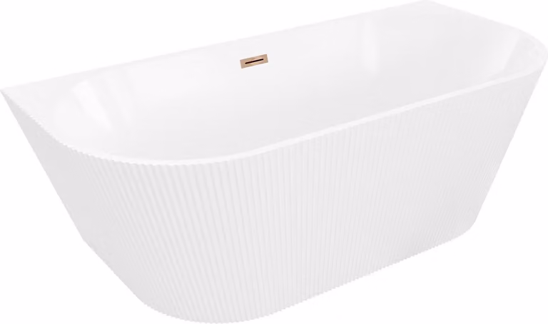 Mexen Oris vasca da bagno indipendente a parete rigata 170 x 80 cm, bianca, troppopieno oro rosa - 52871708000-60