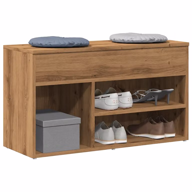 Scarpiera moderna vidaXL in legno multistrato e MDF, colore marrone e oro, L: 80 cm, P: 30 cm, H: 45 cm