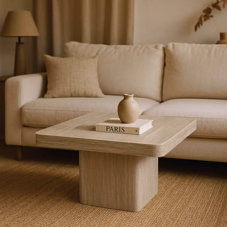 Tavolino quadrato da 80 cm con aspetto naturale - Oviala Paula
