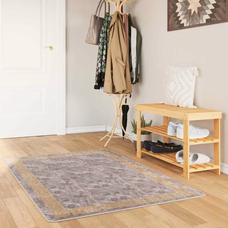 Tappeto Runner vidaXL MARSA Grigio, moderno e lavabile, L 80 cm x P 100 cm, in poliestere e PVC antiscivolo