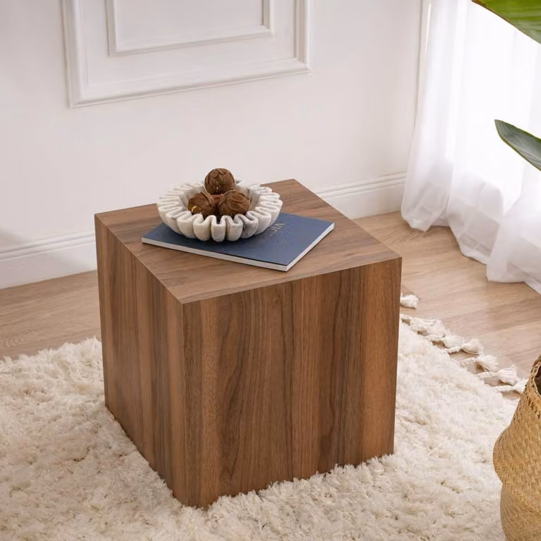 Dmora Tavolino da Salotto Imogen 45x45x50h cm Marrone Noce, Forma Cubica Materiale Piano in Legno Nobilitato