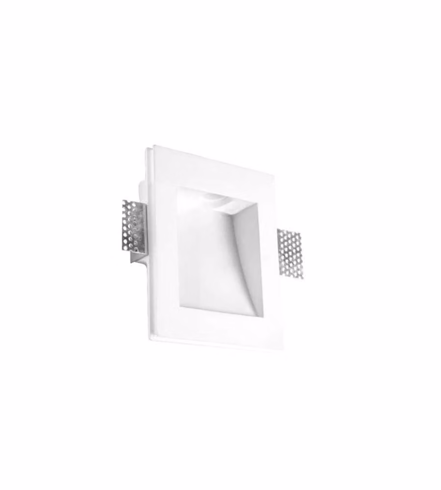 Portafaretto LED da Incasso Quadrato GU10 Corpo in Gesso Bianco