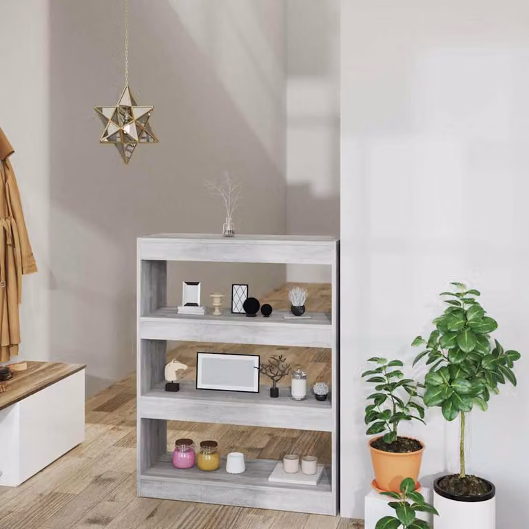 Libreria/Divisorio vidaXL Grigio in Legno Multistrato e MDF, L 80 cm x P 30 cm x H 103 cm