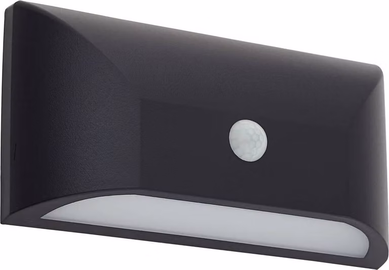Lindby Lampada da parete per esterni a LED Siana, nera, PC, sensore