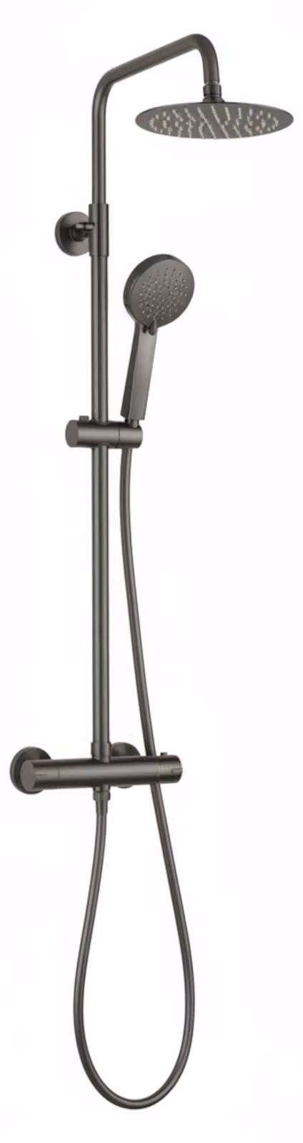 Termostato per miscelatore doccia, in ottone, finitura nero gunmetal, con 2 getti, lunghezza 90 cm