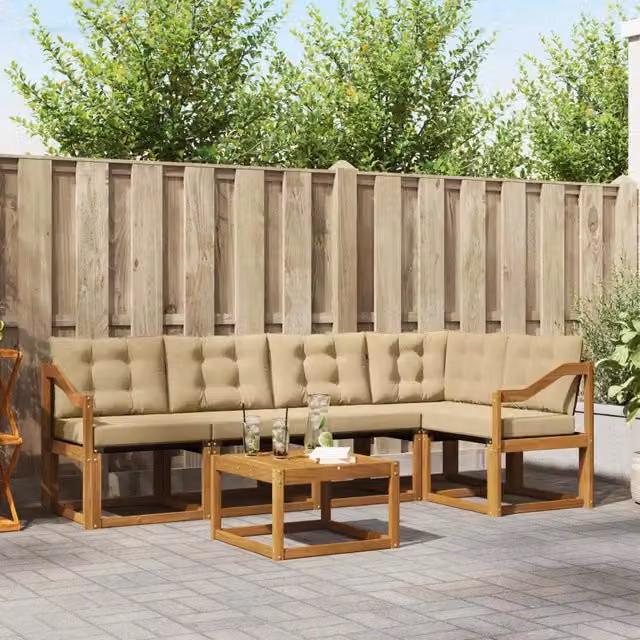 Set di divani da esterno 6 pz Naturale e Beige 3368700