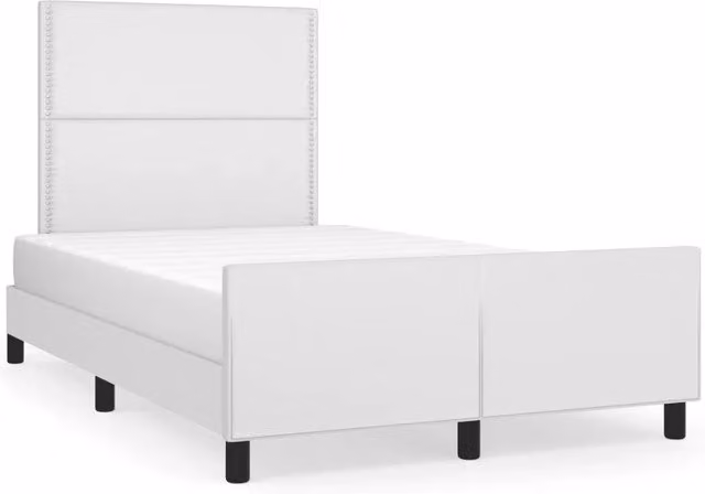 Letto matrimoniale | Letto per adulti | Giroletto senza Materasso Bianco 120x190 cm Similpelle