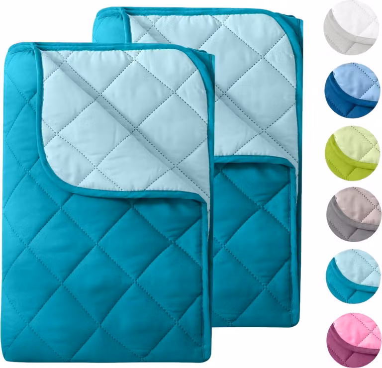 WOMETO 2 pezzi coperta estiva in microfibra 155x2200 turchese I OEKO-TEX, resistente al lavaggio, coperta leggera per il campeggio e le giornate calde, utilizzabile senza copriletto