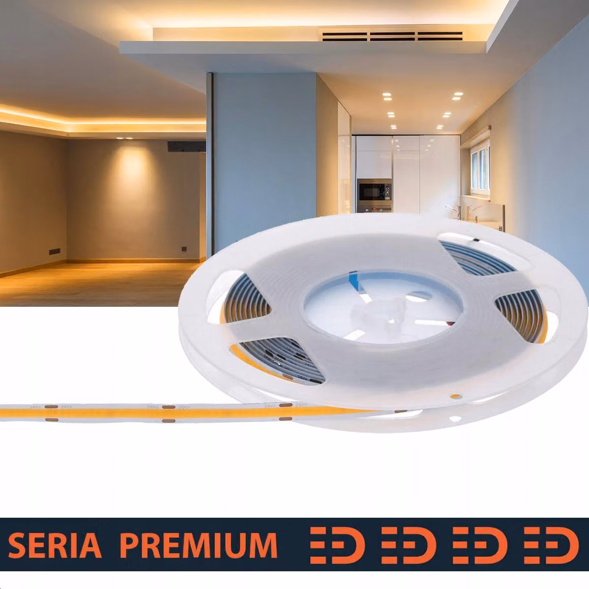 Striscia LED Prescot Premium, luce bianco caldo, 24V, 384 LED al metro