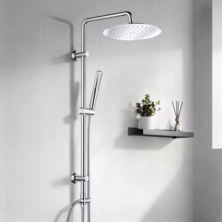 Set doccia e soffione in acciaio inossidabile, 25 cm, con doccetta manuale, sistema doccia per bagno