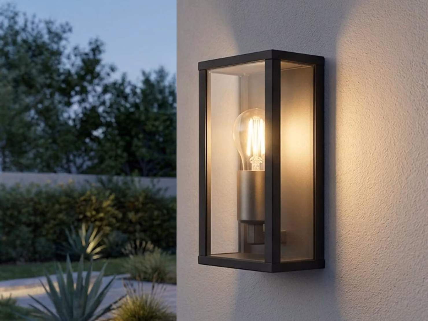 Lampada da parete esterna a LED, moderna, per illuminazione di facciate, stile lanterna, colore antracite, altezza: 26 cm