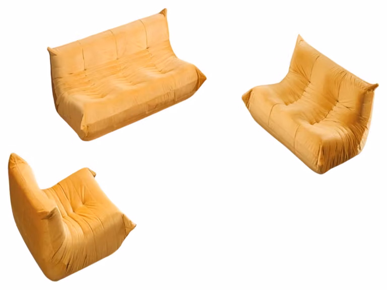 Oranges Wohnzimmer Sofa-Set Luxuriöser 3-Sitzer 2-er Stoffsessel