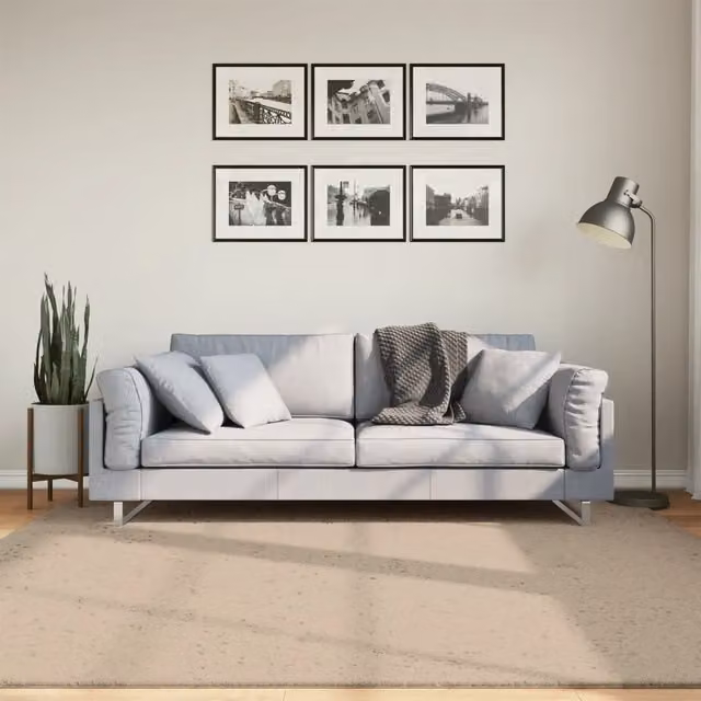 Tappeto a Pelo Corto HUARTE Morbido e Lavabile Sabbia 200x200cm 375061
