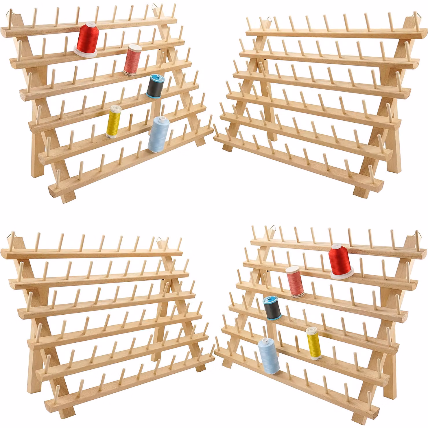 Solidchoice - Porta fili in legno per 60 bobine e sistema di organizzazione