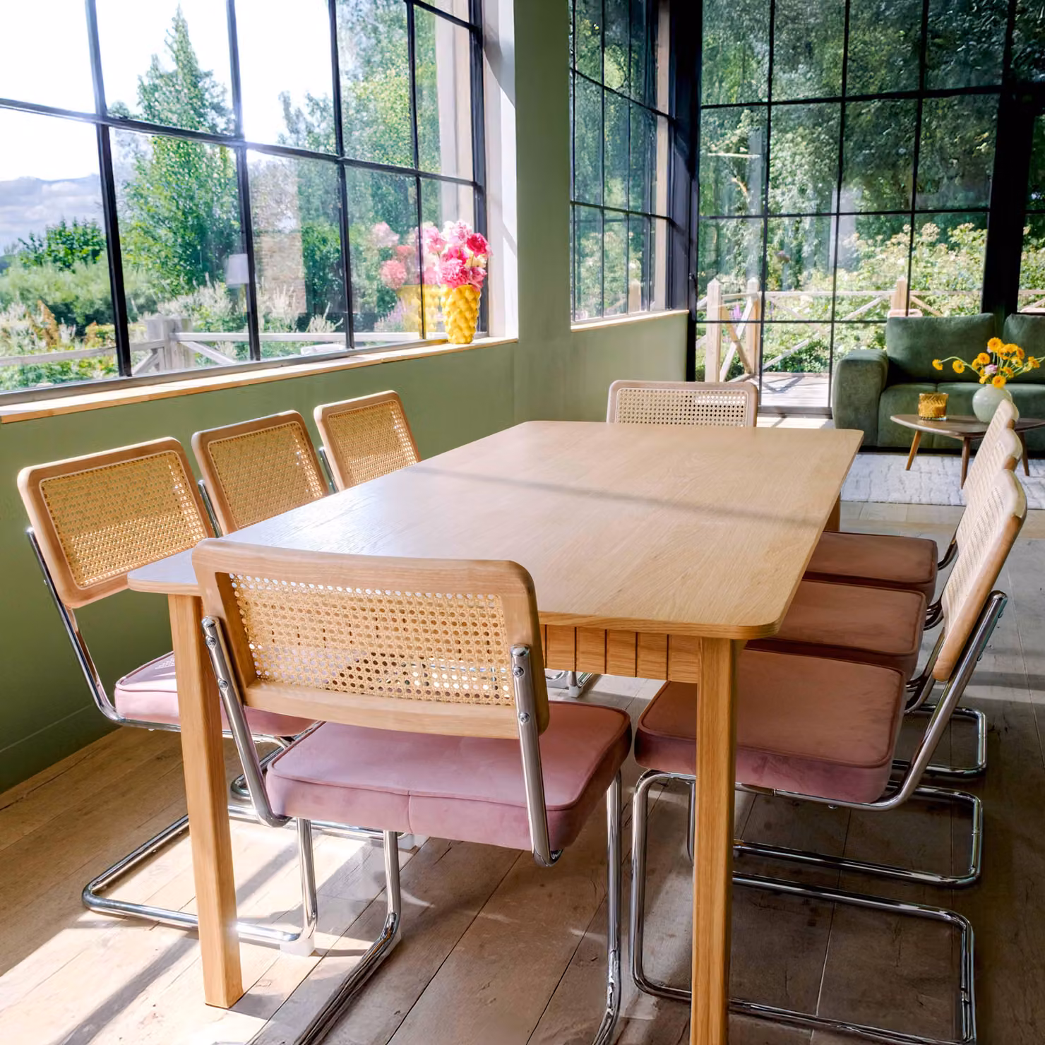 Tavolo da pranzo rettangolare in MDF impiallacciato rovere 200 cm - Oviala Ambre