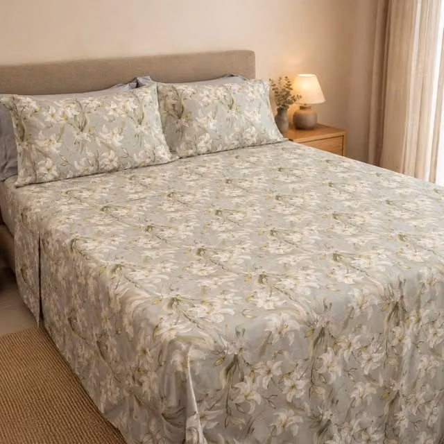 Copripiumino Matrimoniale DMORA Saha con Federa in Mako Satin Grigio L: 300 cm x P: 250 cm