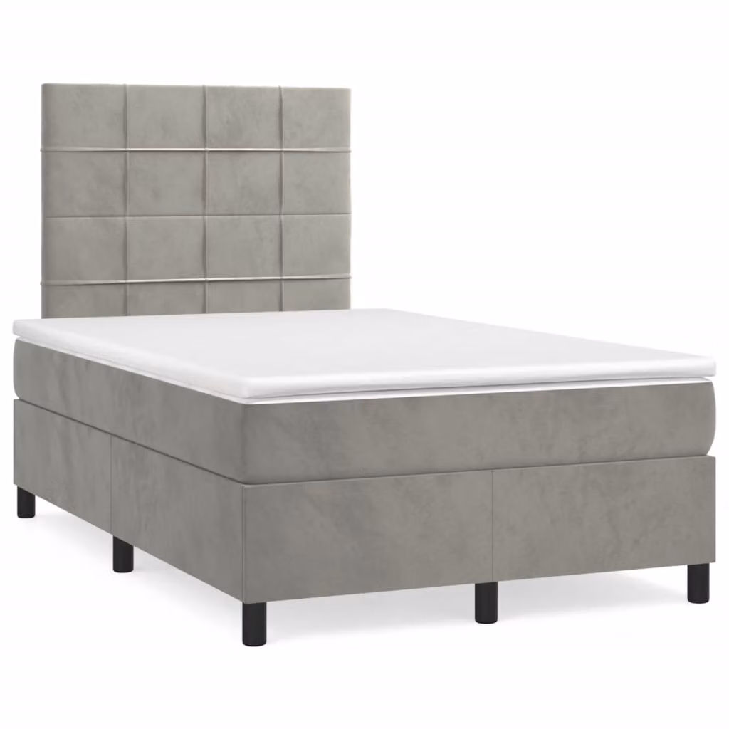 Letto Ibrido vidaXL in Velluto Grigio con Illuminazione LED e Porte USB L/P/H: 120 x 200 cm