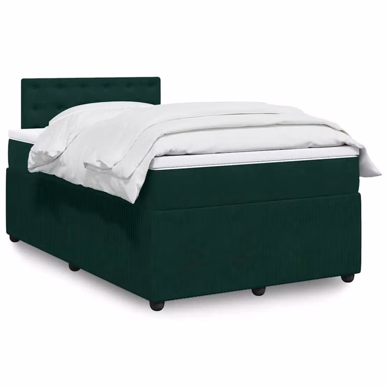 vidaXL Giroletto a Molle con Materasso Ibrido in Velluto Verde Scuro, L/P/H: 120 x 200 cm