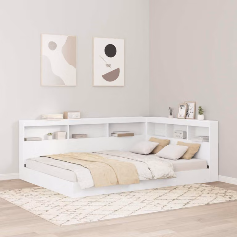 Maison Exclusive - Letto contenitore con libreria, bianco, 140 x 200 cm, realizzato in legno composito
