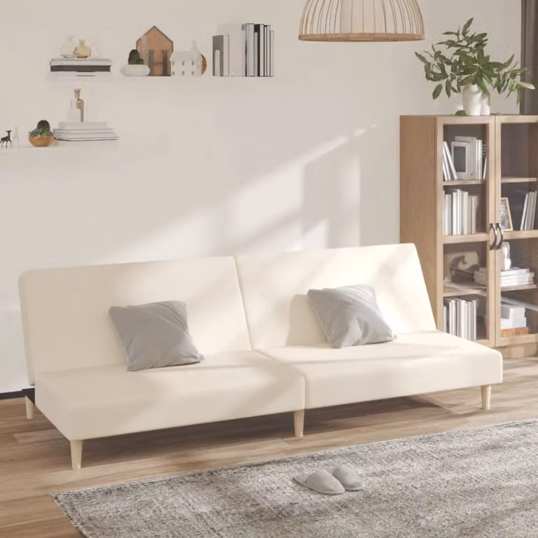 Maison Exclusive - Divano letto 2 posti, colore crema, rivestito in tessuto