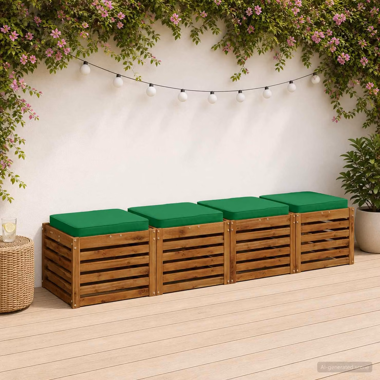 Set di 4 cuscini per sedia vidaXL VUGHT in poliestere verde con rivestimento rimovibile e lavabile