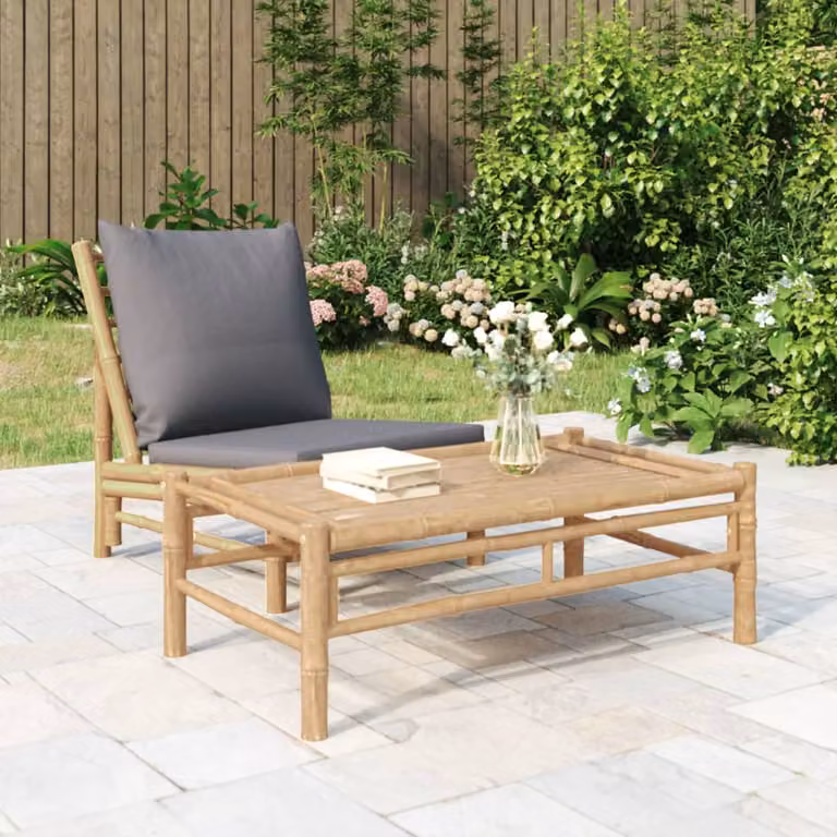vidaXL Tavolino da Giardino in Bambù, Colore Marrone/Beige, L 100 cm x P 55 cm x H 33 cm
