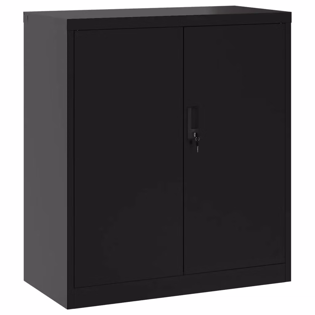 Armadio Classificatore vidaXL in Metallo Nero Opaco con Ante a Battente e Serratura L: 79 cm, P: 40 cm, H: 90 cm – 2