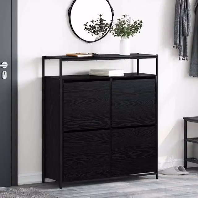 Mobile per scarpe con lo scaffale-Scarpiera Rovere Nero 100 x 34 x 112 cm